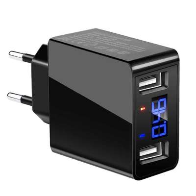 wall charger UK US/EU plug 5V 2.4A wall adapter Dual ports LED display USB charger Mobile Phone